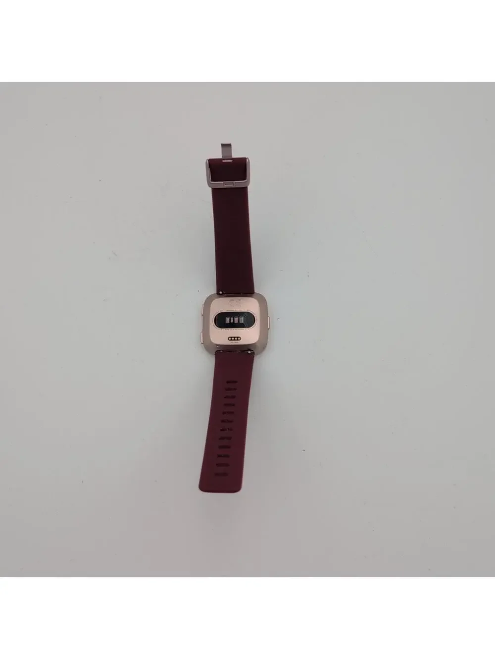 Fitbit Versa Smartwatch Rose Gold Case Burgundy Band UNTESTED